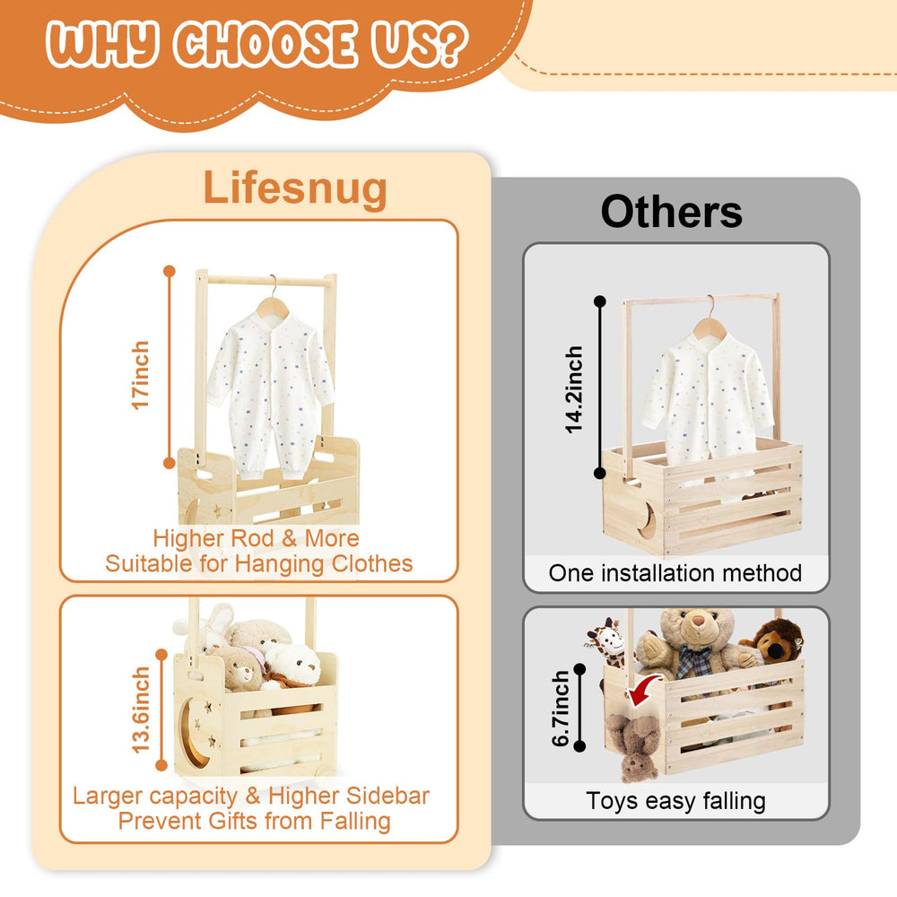Lifesnug pushable baby gift basket helps organize clothes and toys