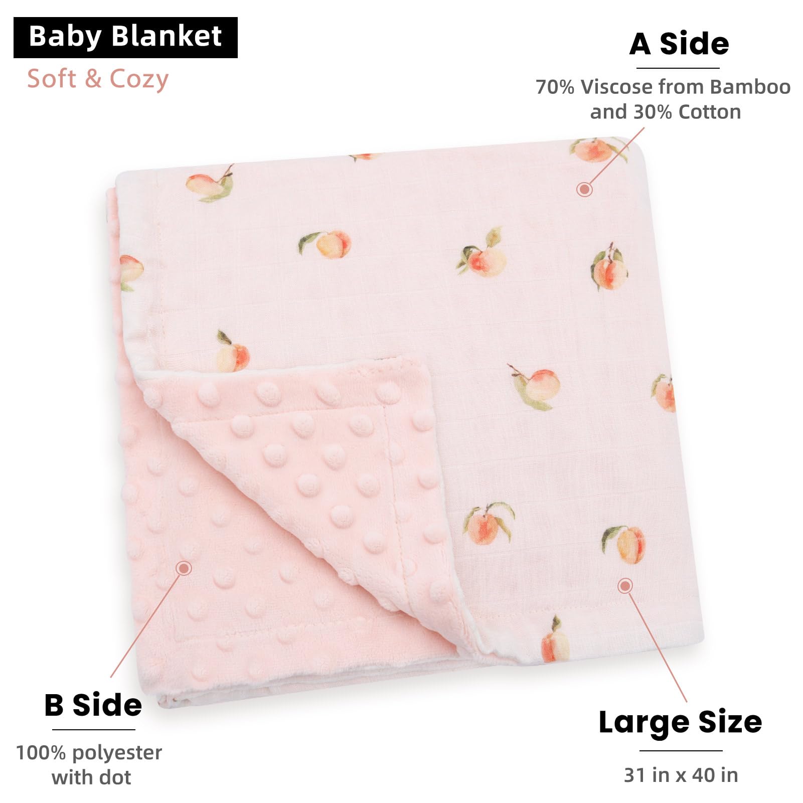 LifeTree blanket back dotted fleece peach offers cozy warmth and tactile interest.
