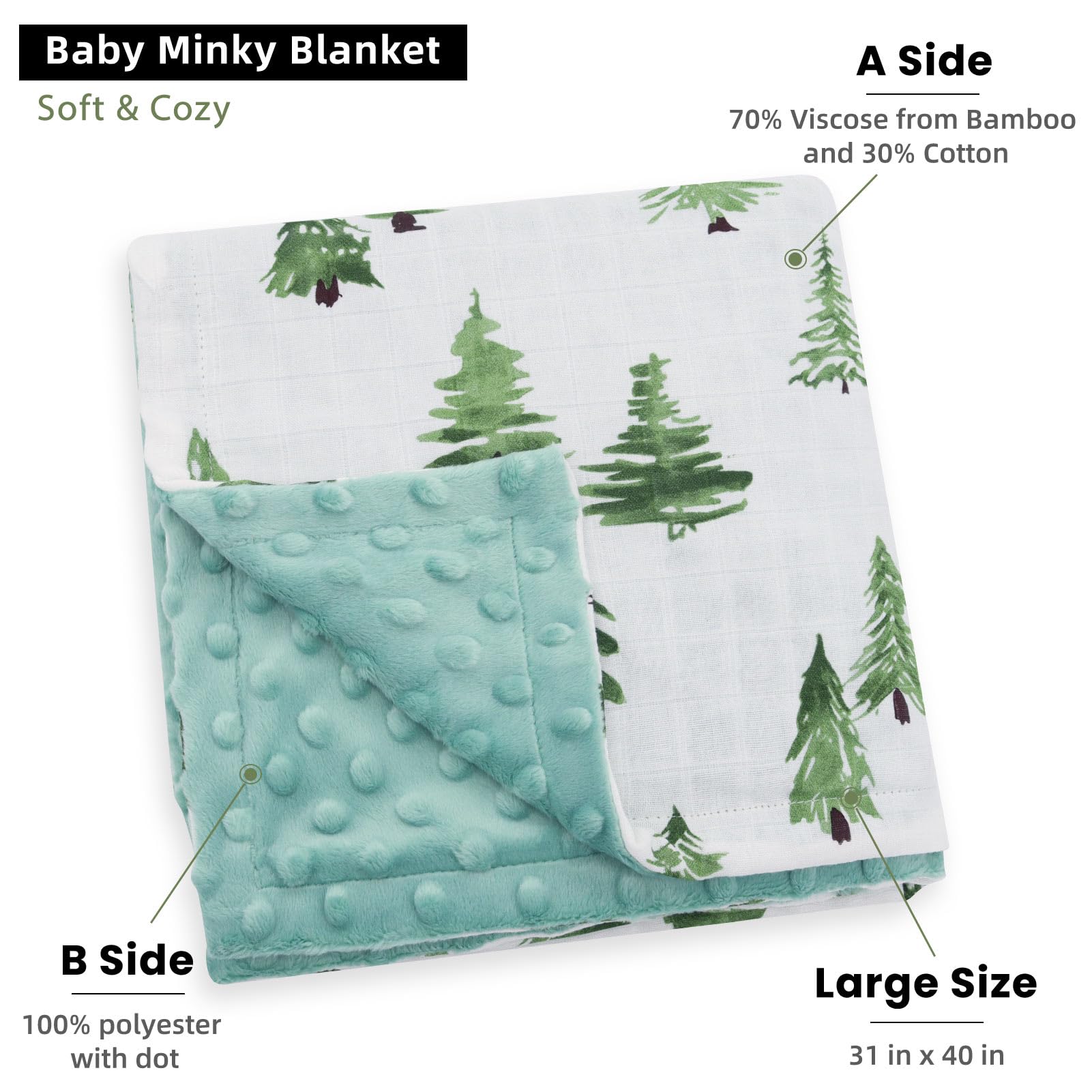 LifeTree blanket with dotted back adds tactile interest for baby exploration