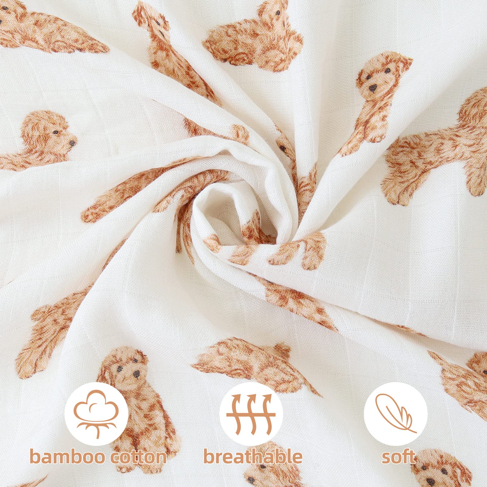 LifeTree puppy-pattern swaddle blanket showcases soft, breathable fabric for daytime naps.