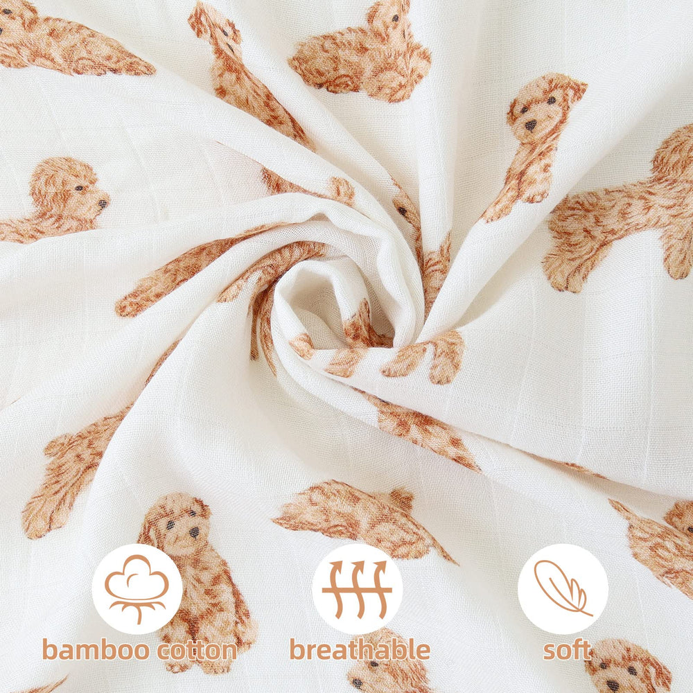LifeTree puppy-pattern swaddle blanket showcases soft, breathable fabric for daytime naps.