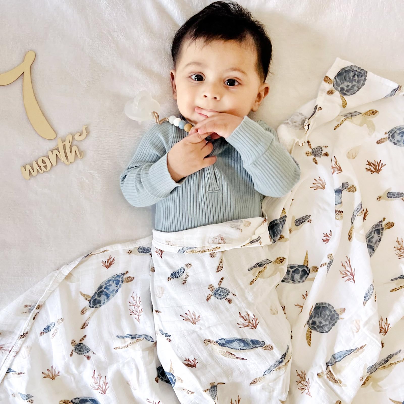 LifeTree swaddle blanket with bamboo cotton fabric highlighting breathable texture.