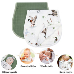 LifeTree burp cloth Olive print, gentle on sensitive newborn skin during feeds