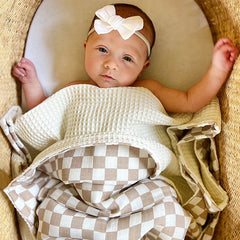 LifeTree checkered swaddle pattern looks stylish in photos.