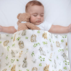 LifeTree large 47x47 inch swaddle keeps baby snug during early days.