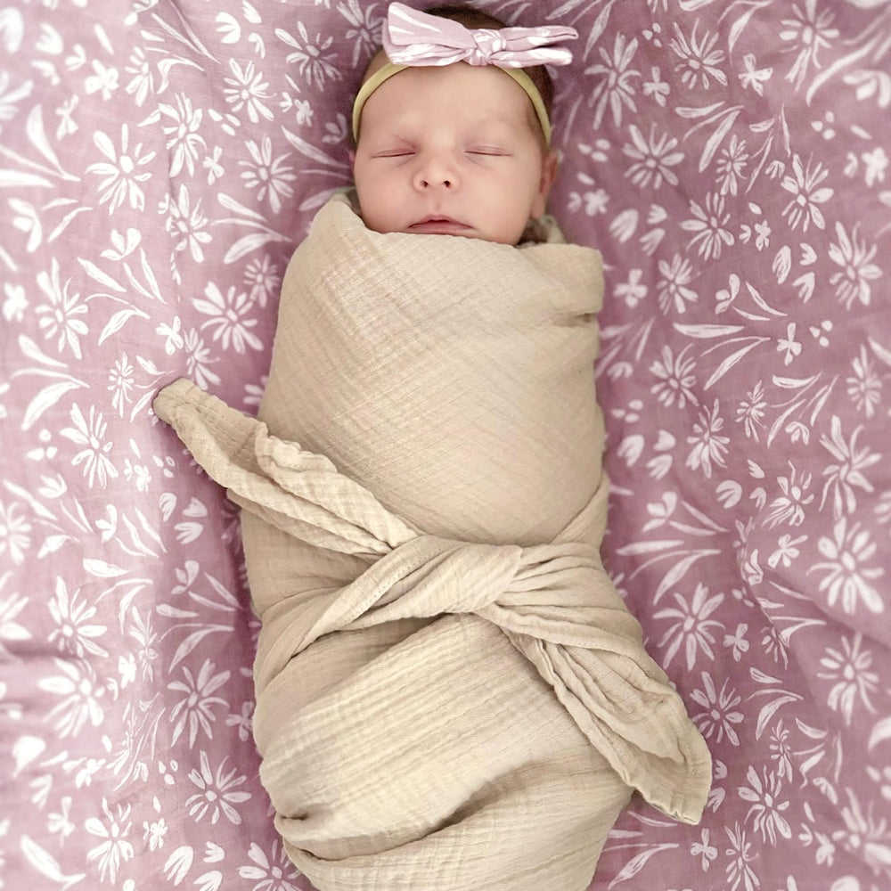 LifeTree mauve floral headband bow for coordinated baby outfits and photos