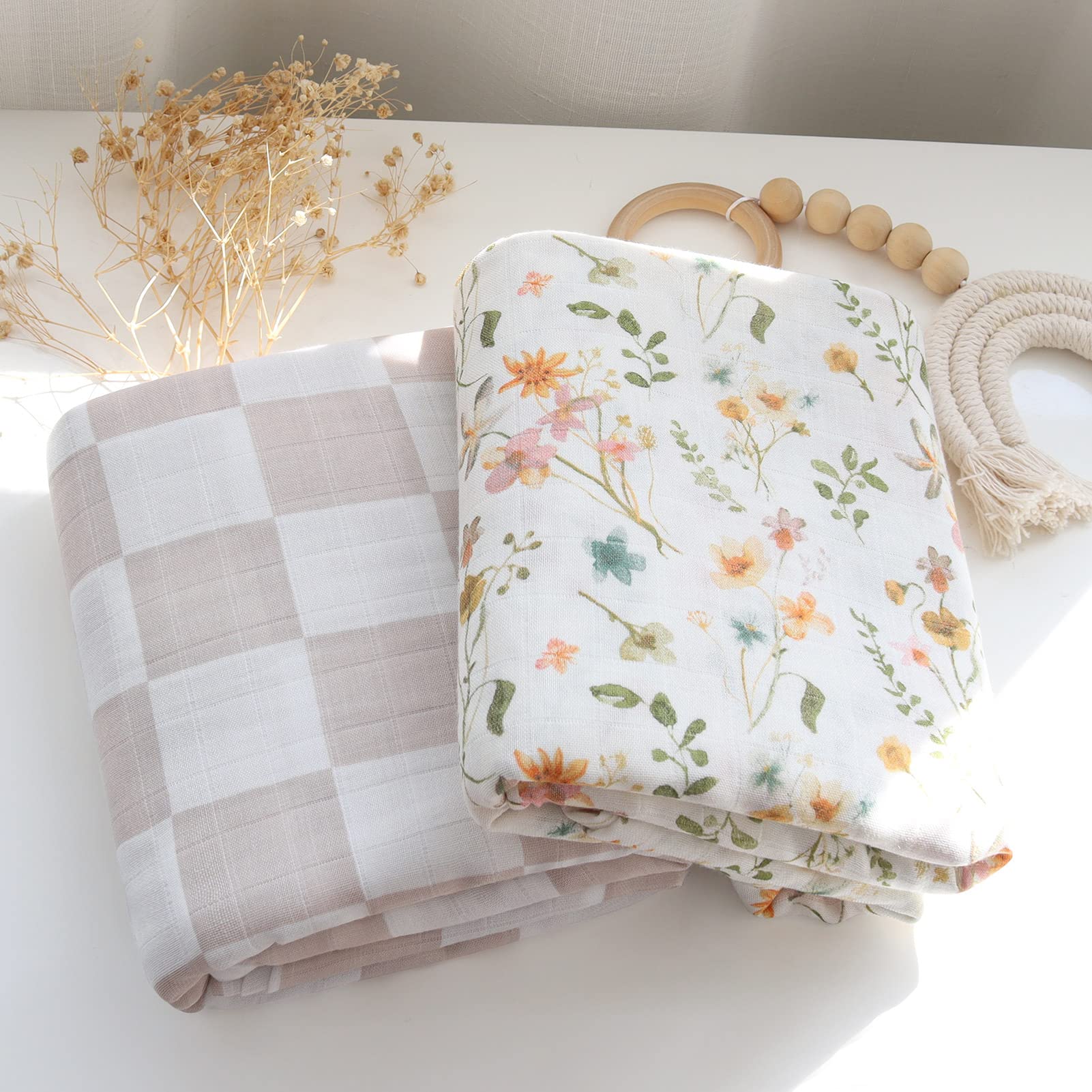 LifeTree muslin swaddle large blanket 47x47 inches for generous wrapping.