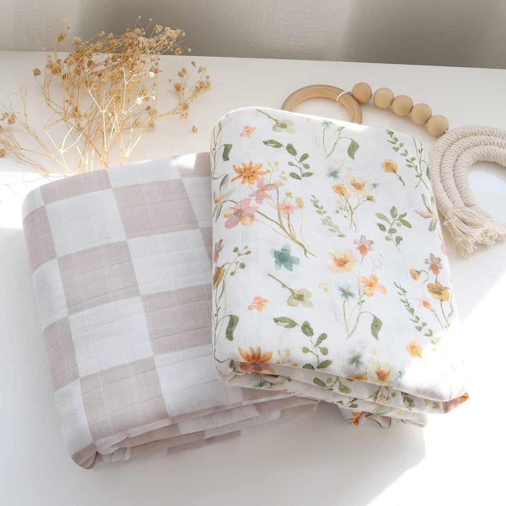 LifeTree muslin swaddle large blanket 47x47 inches for generous wrapping.