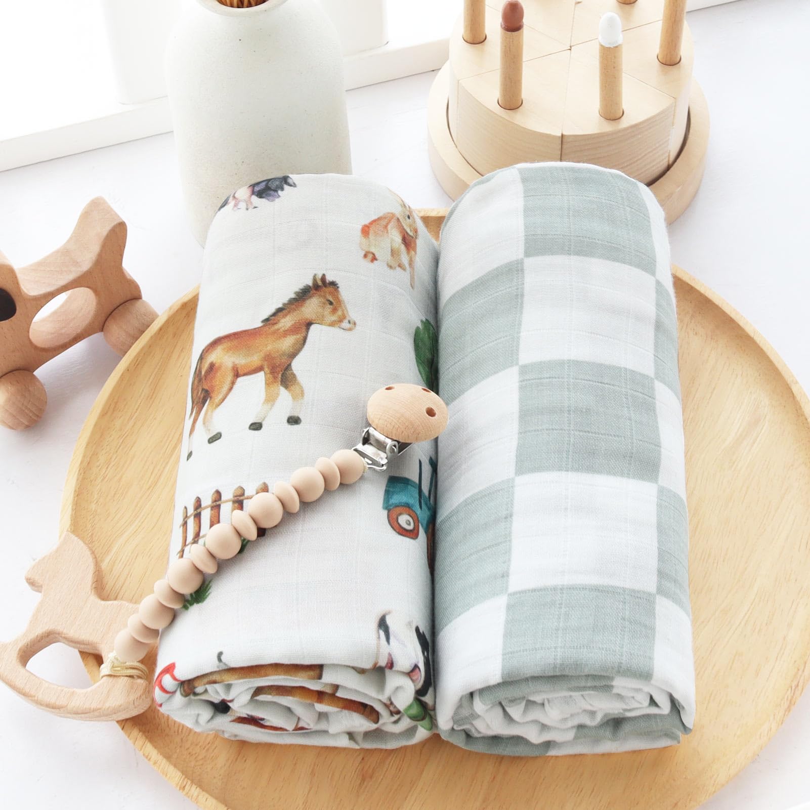LifeTree muslin swaddle blanket with large 47x47 inch coverage