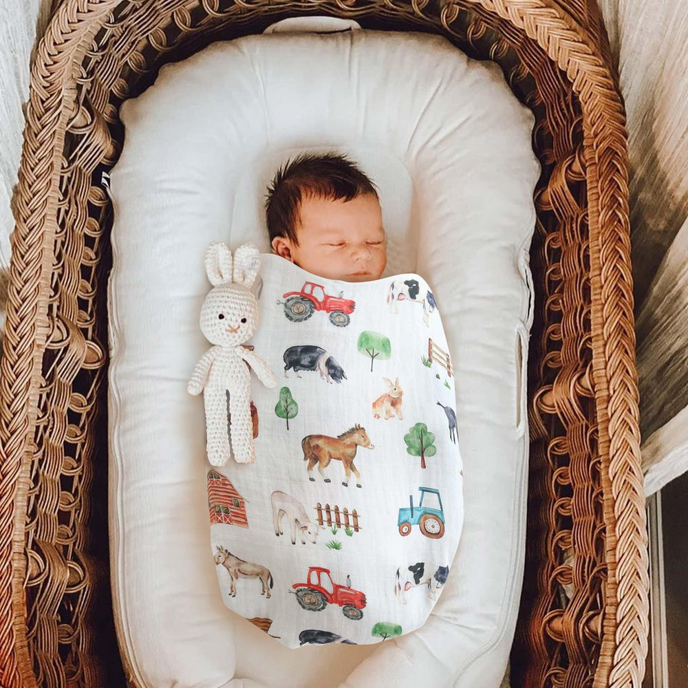 LifeTree swaddle blanket with sheep design for cozy, skin-friendly sleep