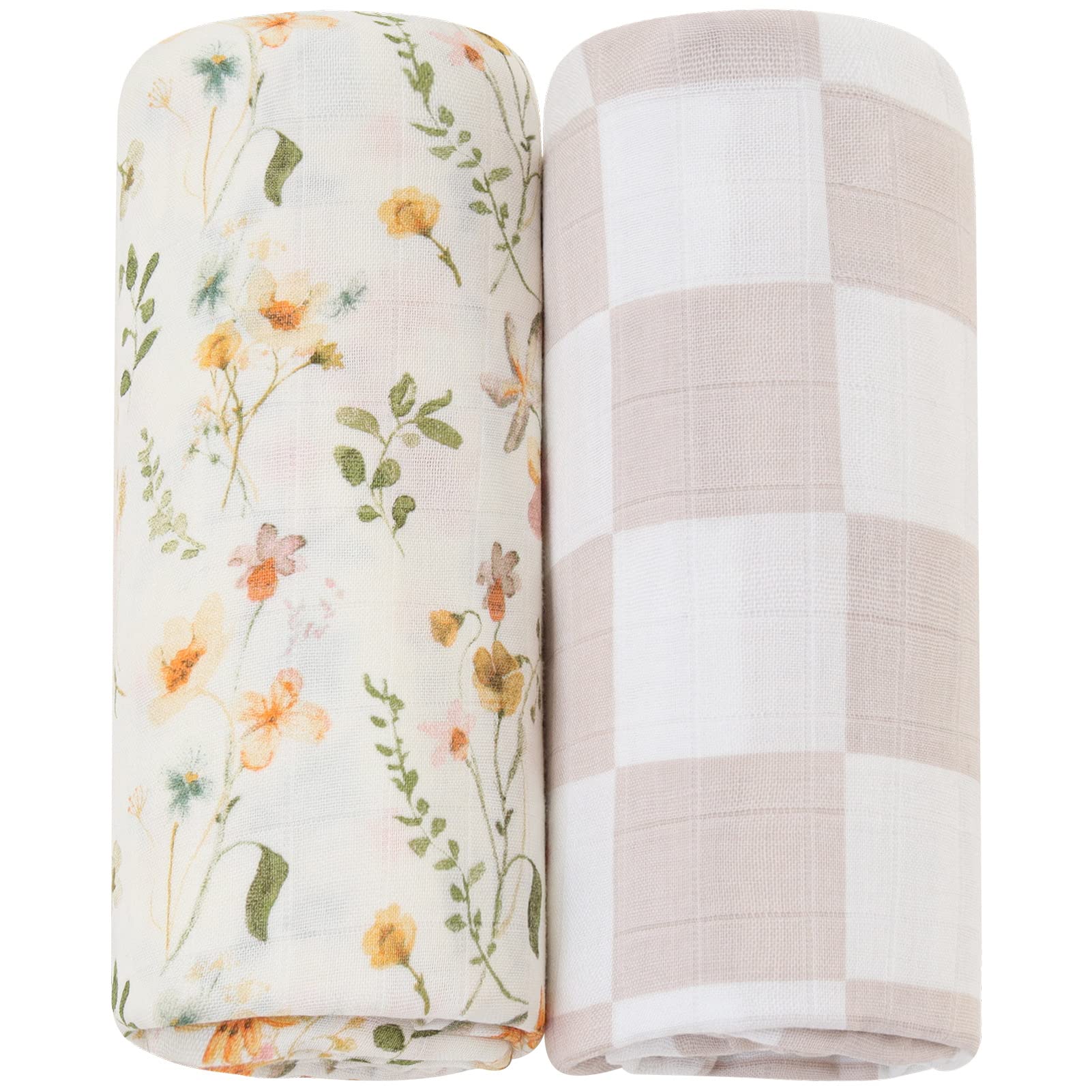 LifeTree muslin swaddle blanket floral dusty pink pattern for newborn comfort.
