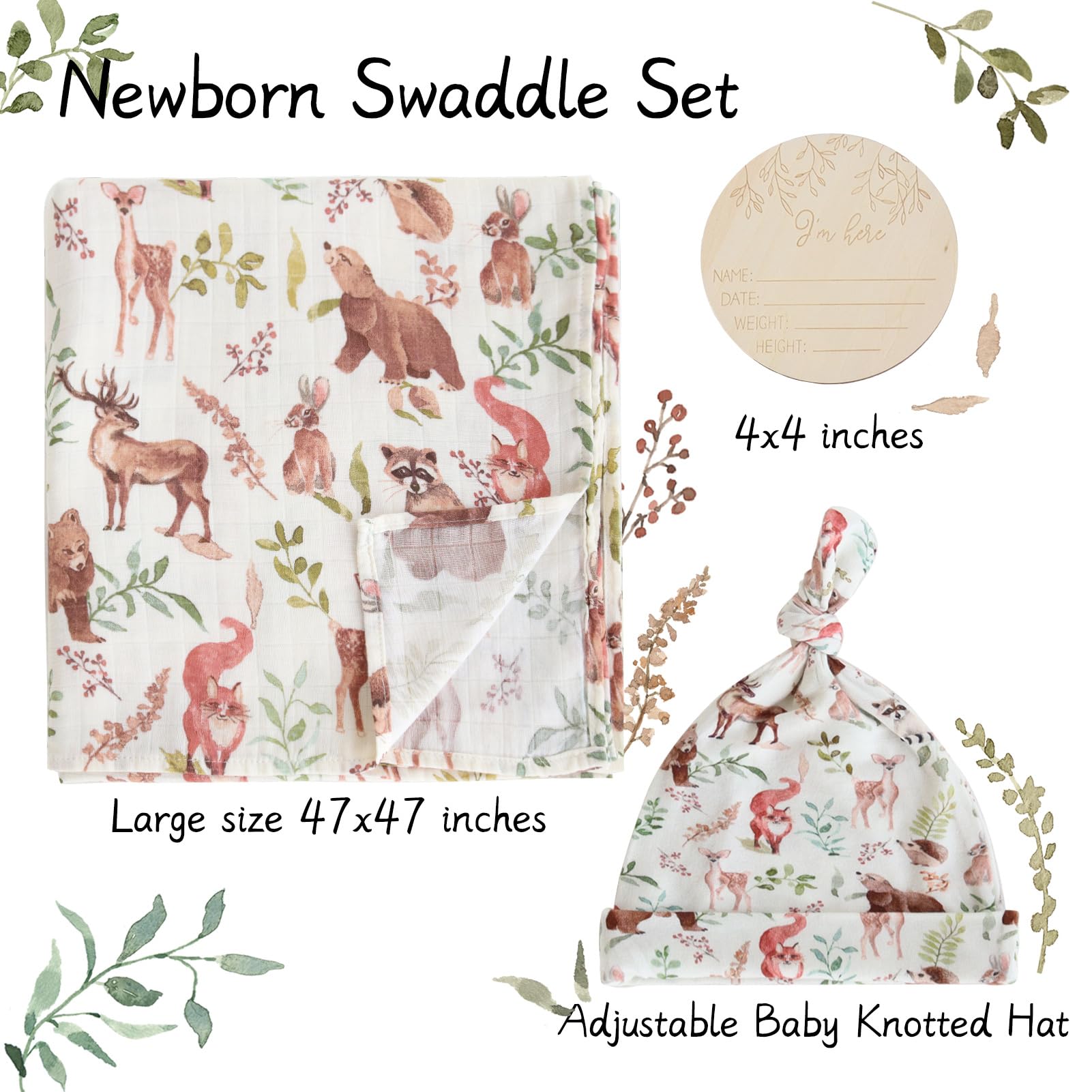 LifeTree muslin swaddle with deer motif, lightweight comfort for day-care naps
