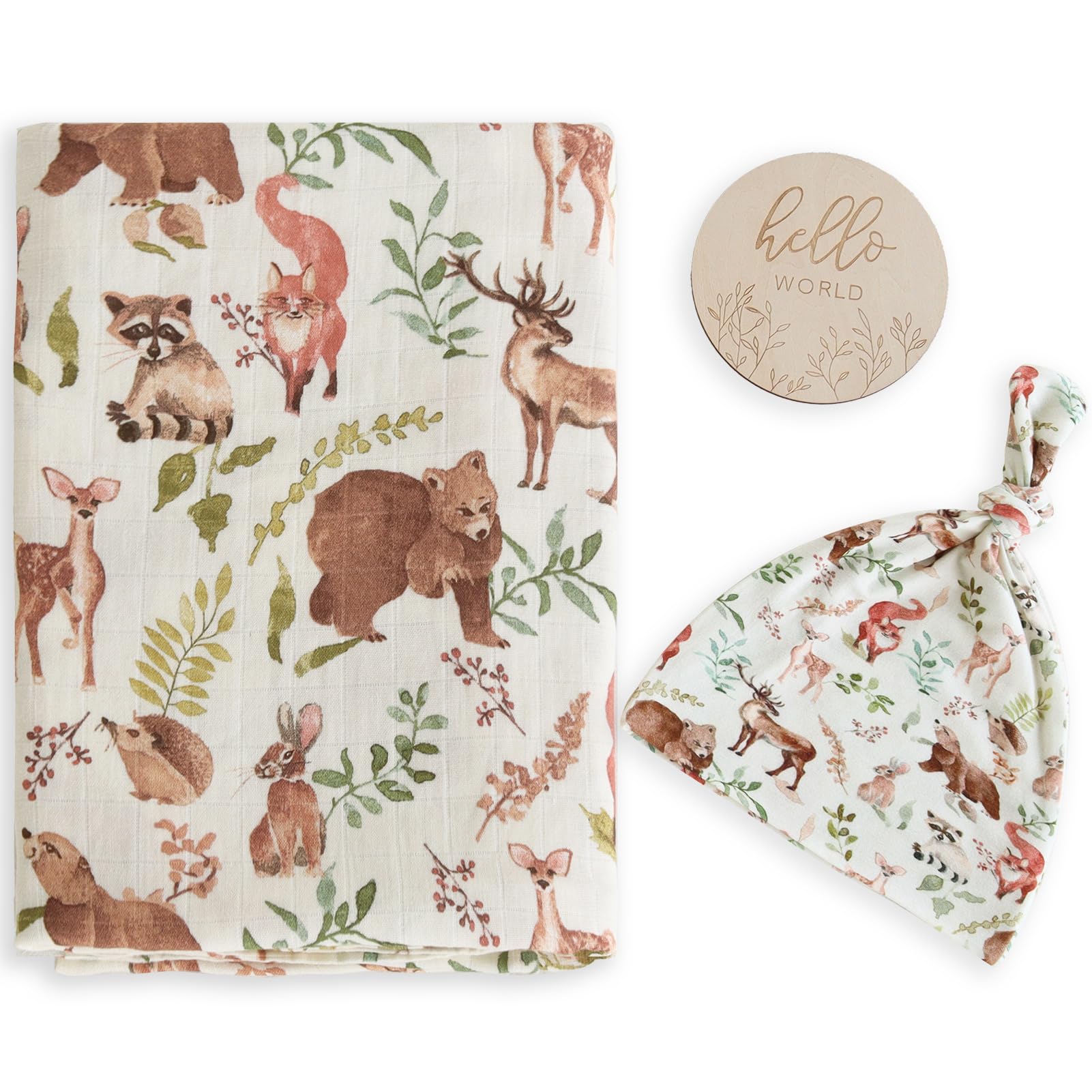 LifeTree muslin swaddle with fox design, breathable bamboo-cotton blend for cozy swaddling