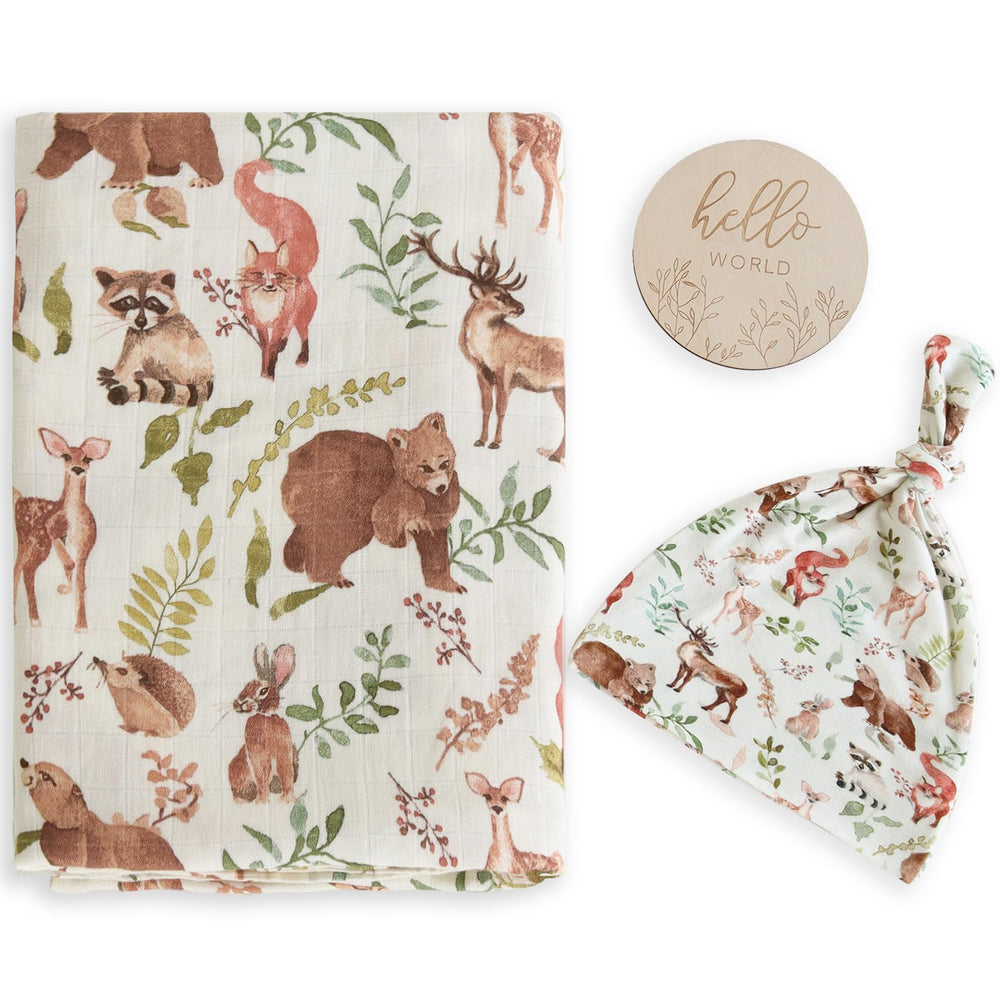 LifeTree muslin swaddle with fox design, breathable bamboo-cotton blend for cozy swaddling
