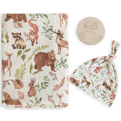 LifeTree muslin swaddle with fox design, breathable bamboo-cotton blend for cozy swaddling