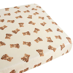 LifeTree bear-pattern pack and play sheet offers cozy, breathable comfort for nap time