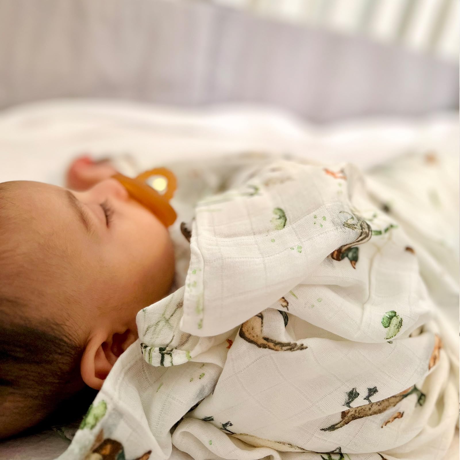 LifeTree 47x47 in swaddle blanket offers ample wrap for snuggly swaddling.