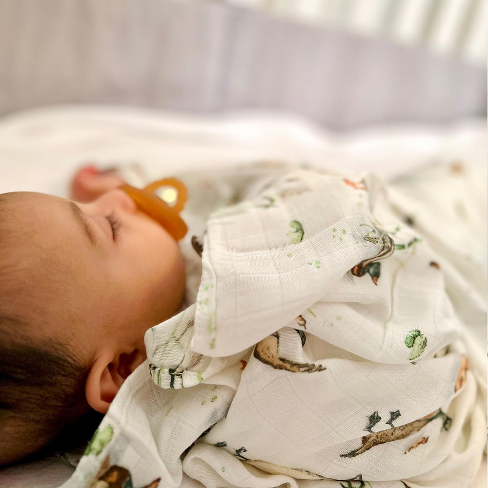 LifeTree 47x47 in swaddle blanket offers ample wrap for snuggly swaddling.