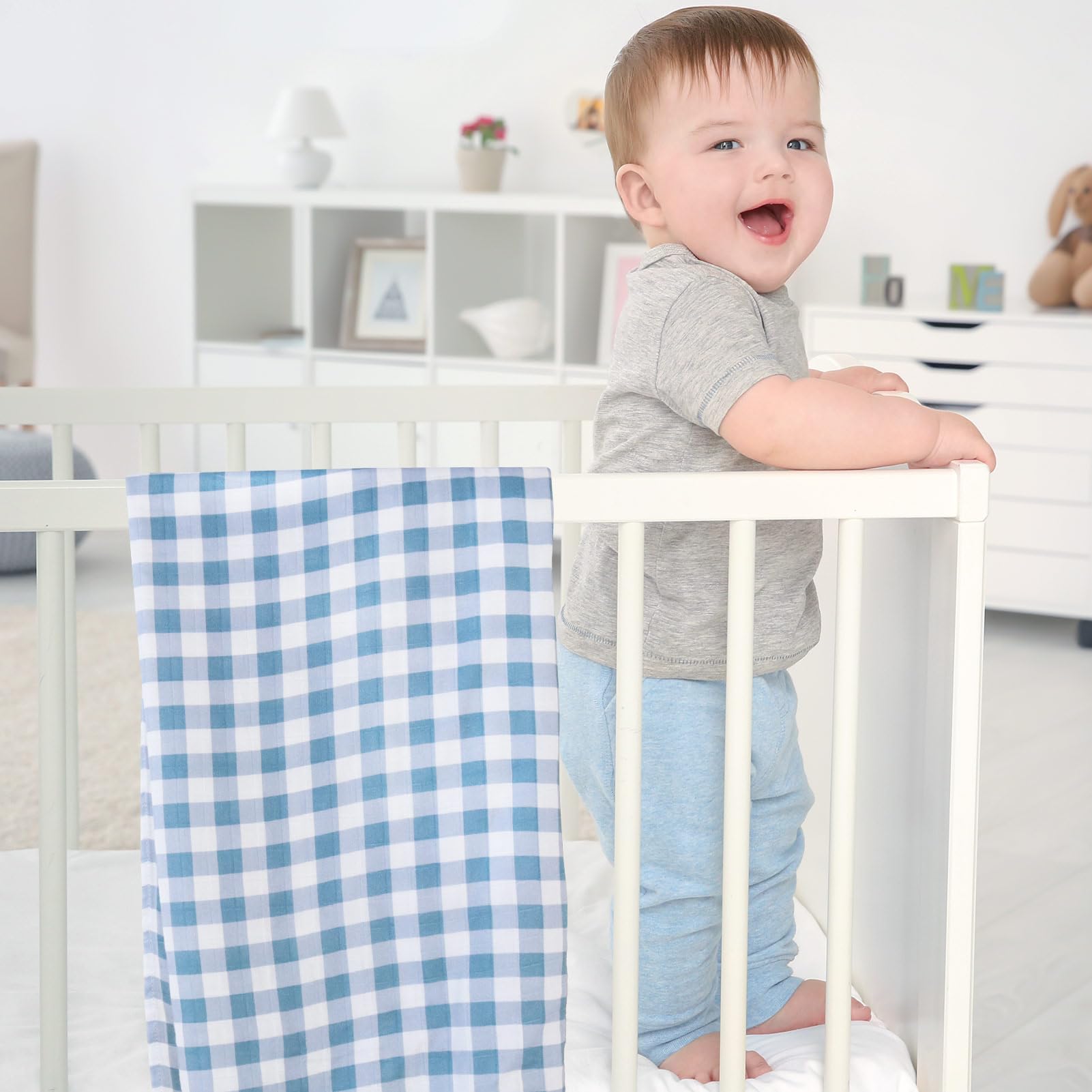 LifeTree swaddle blanket's breathable fabric supports comfortable daytime and night use.
