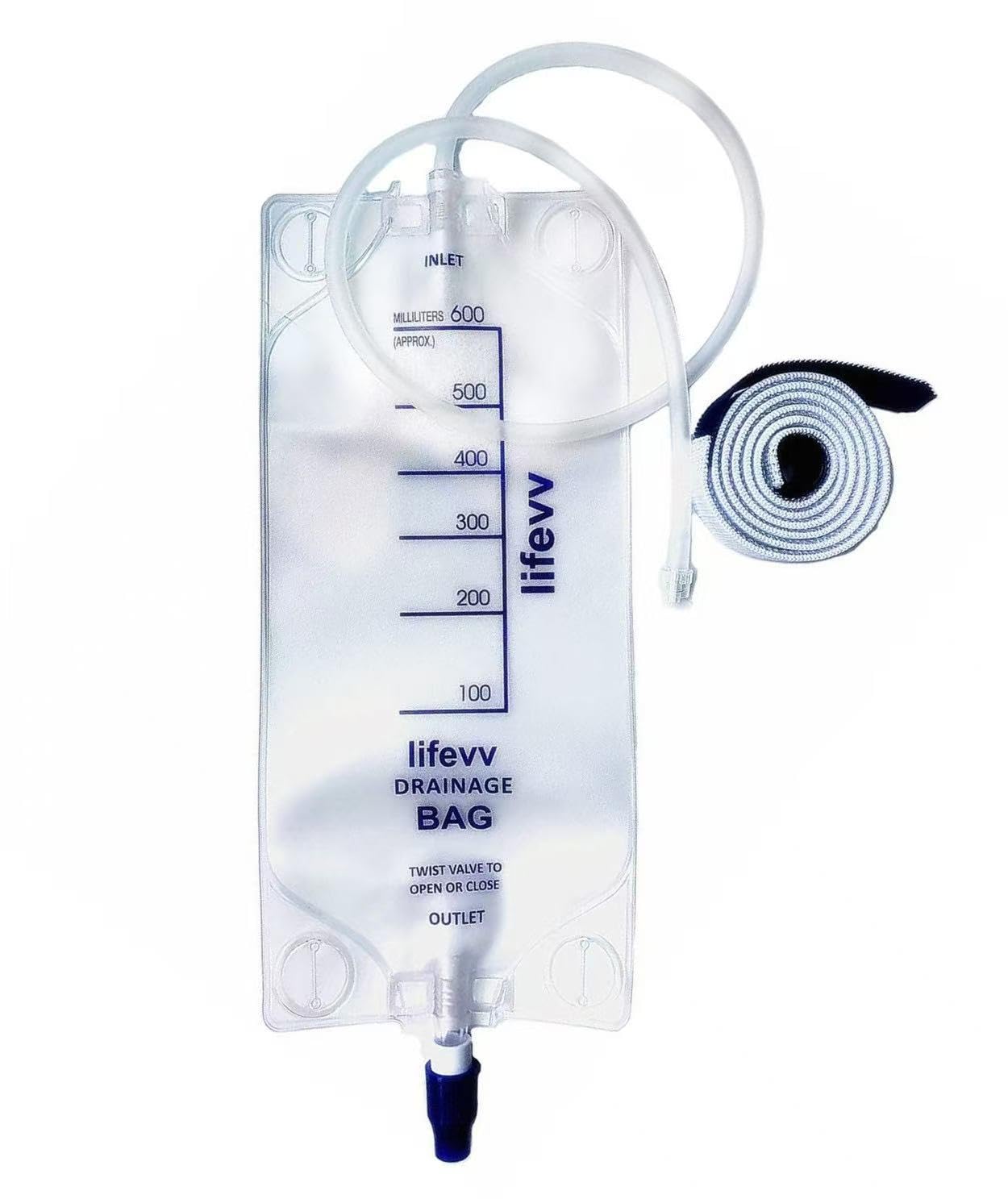 lifevv 600 ml urine drainage bag with clear bag design for discreet wear