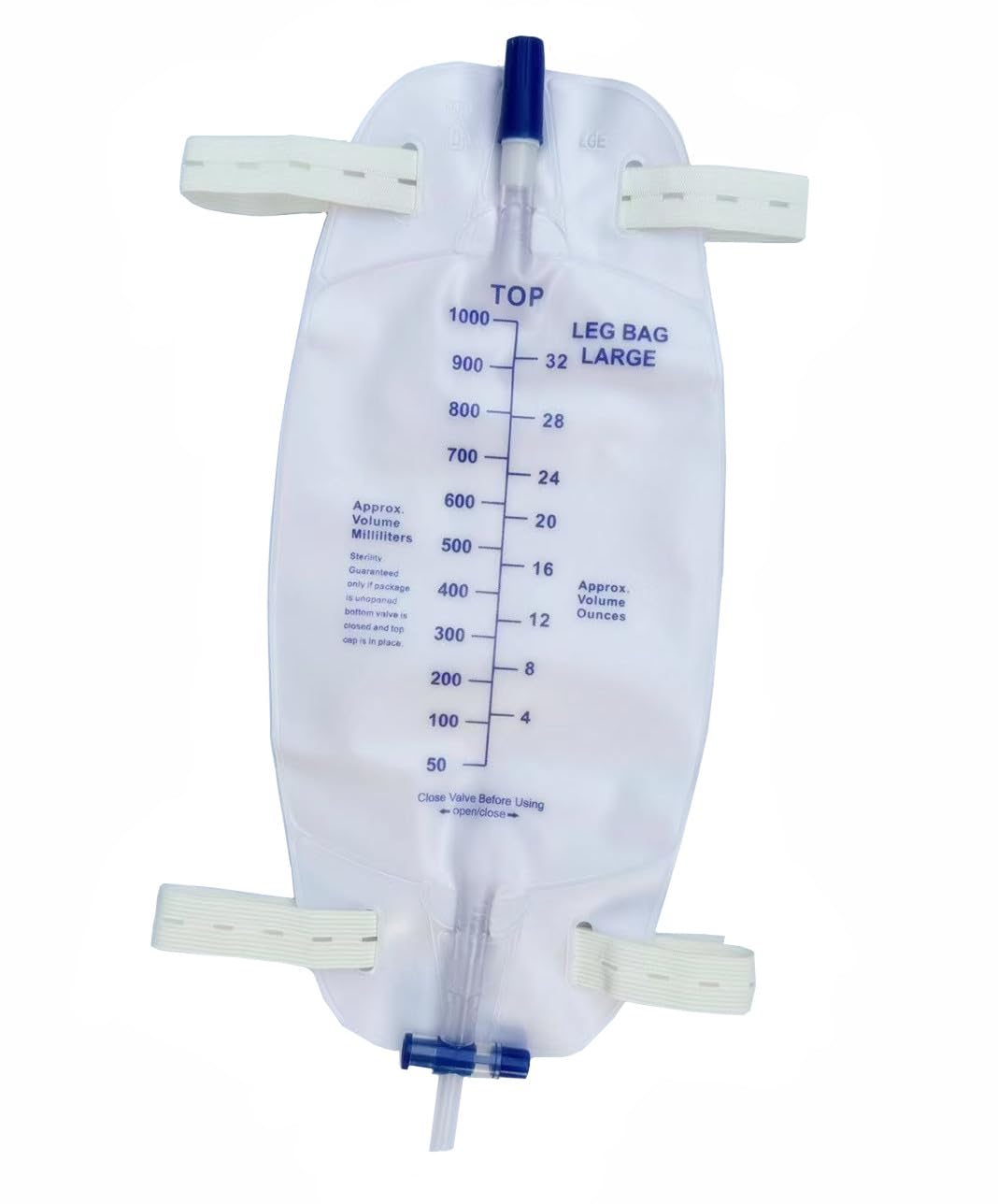 Lifevv Easy-Tap Leg Bag with 32 oz capacity and anti-reflux valve for reliable drainage.