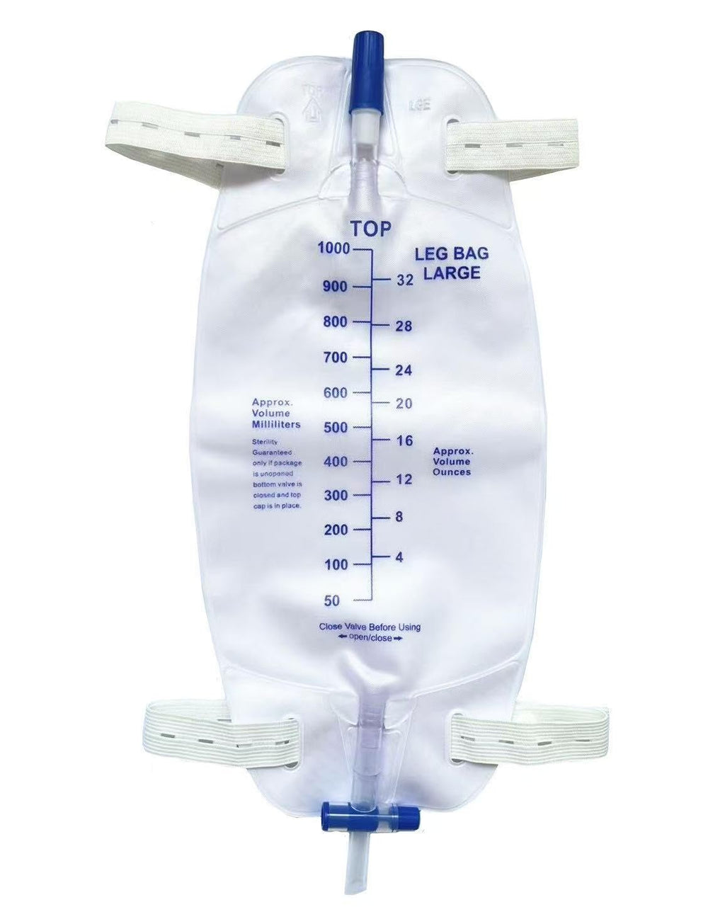 Lifevv Easy-Tap Leg Bag 32 oz with secure cap for convenient drainage.