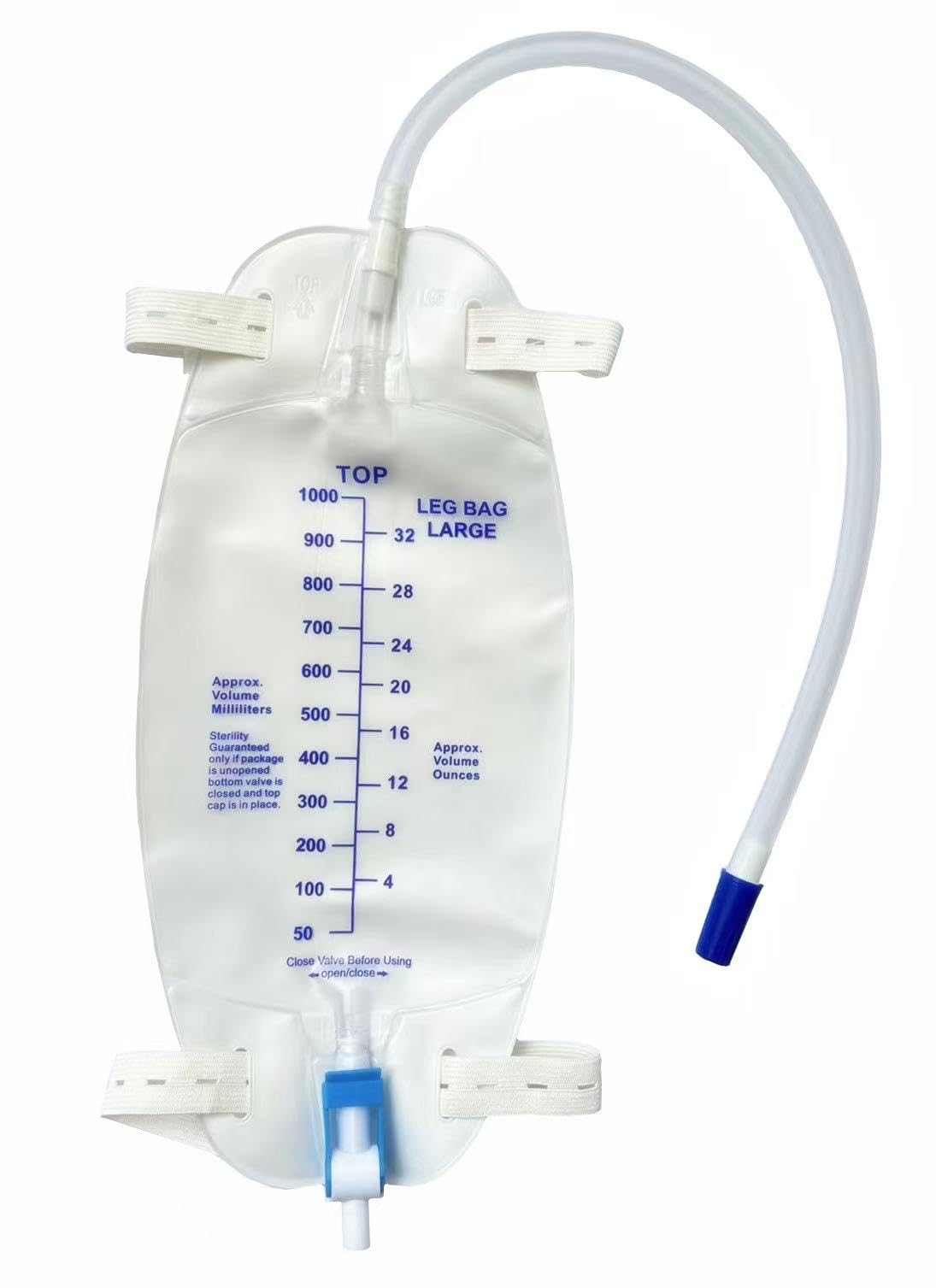 Lifevv Easy-Tap leg bag 32oz with anti-kink tubing for reliable drainage.