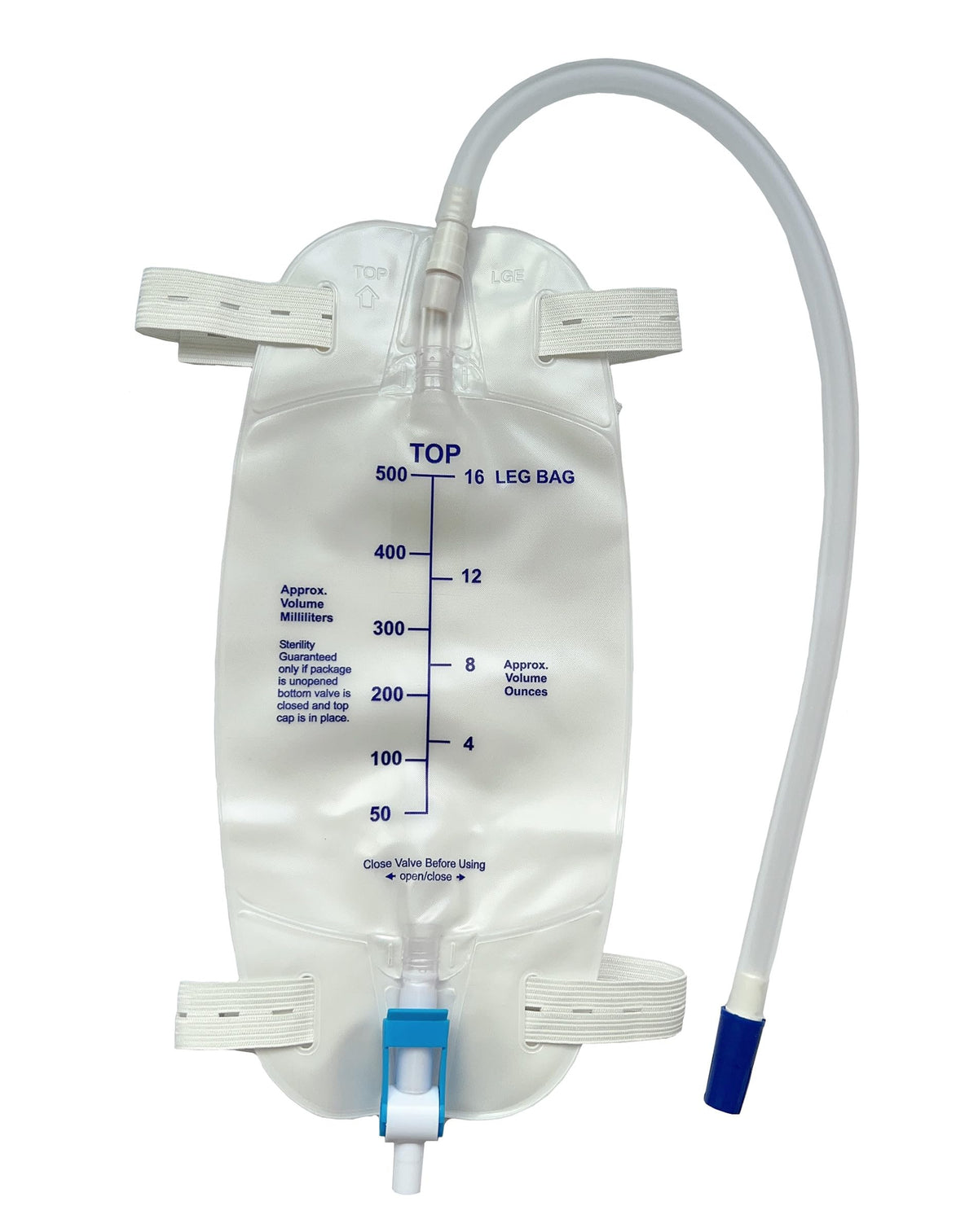 Lifevv Easy-Tap leg bag 500ml front view showing discreet wear.
