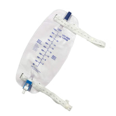 Lifevv Easy-Tap leg bag with cloth straps, anti-reflux valve, and easy drainage.