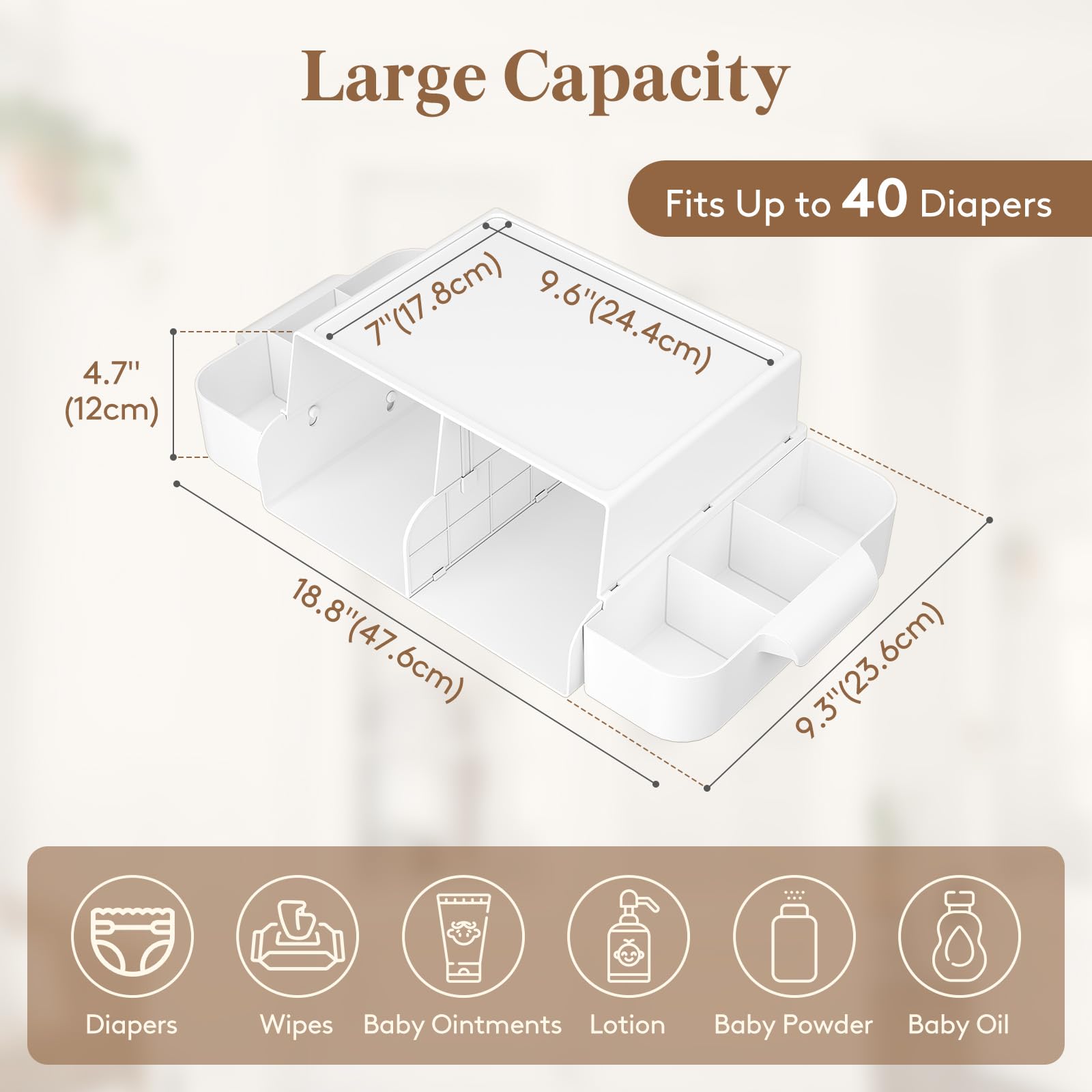 Lifewit diaper caddy organizer easy to wipe clean to maintain hygiene