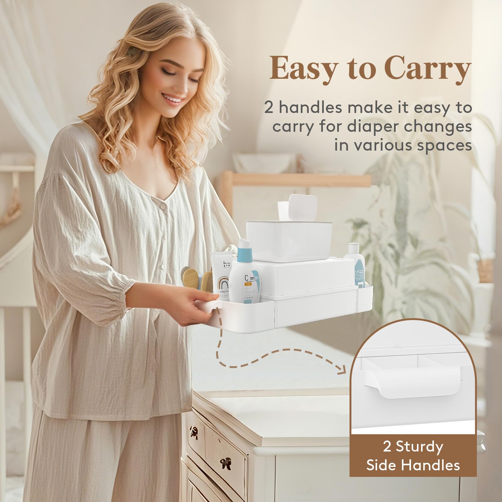 Lifewit baby diaper caddy organizer with dual handles for easy relocation