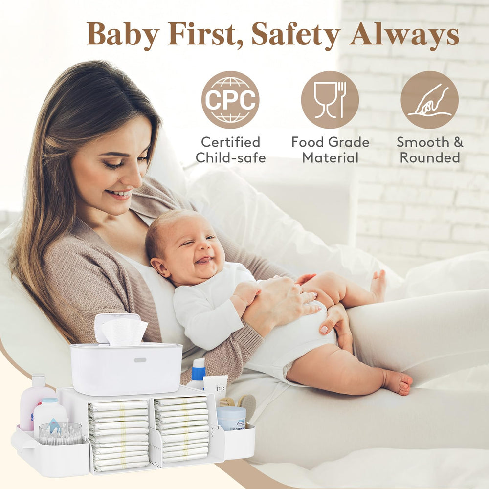 Lifewit diaper caddy organizer with side compartments for lotions and brushes