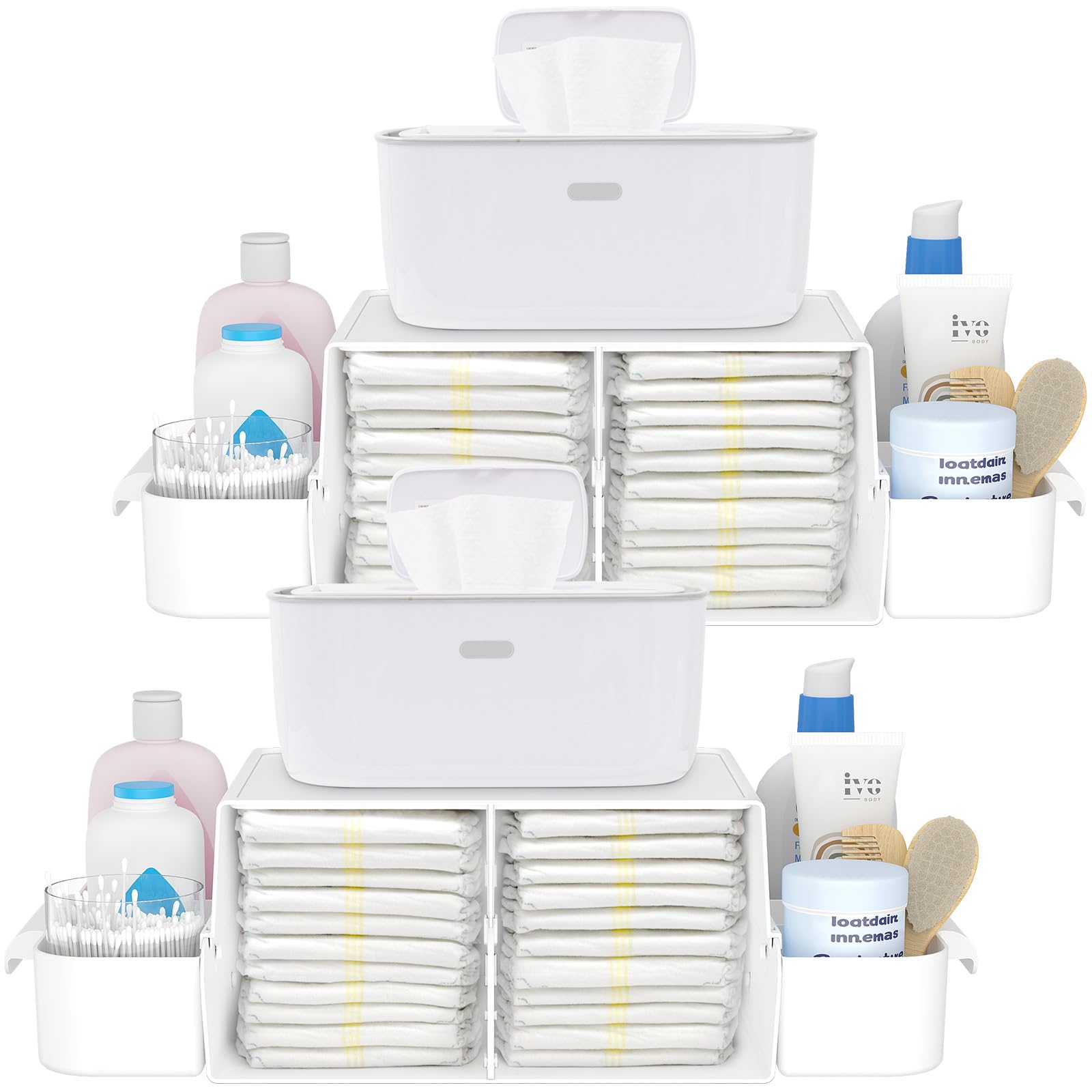 Lifewit baby diaper caddy organizer viewed from top showing wide storage for diapers and wipes
