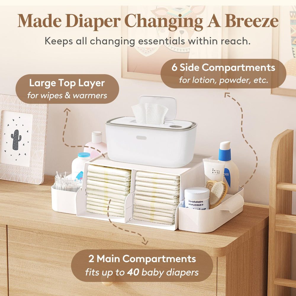 Lifewit diaper caddy organizer top layer fits wipe boxes or warmers