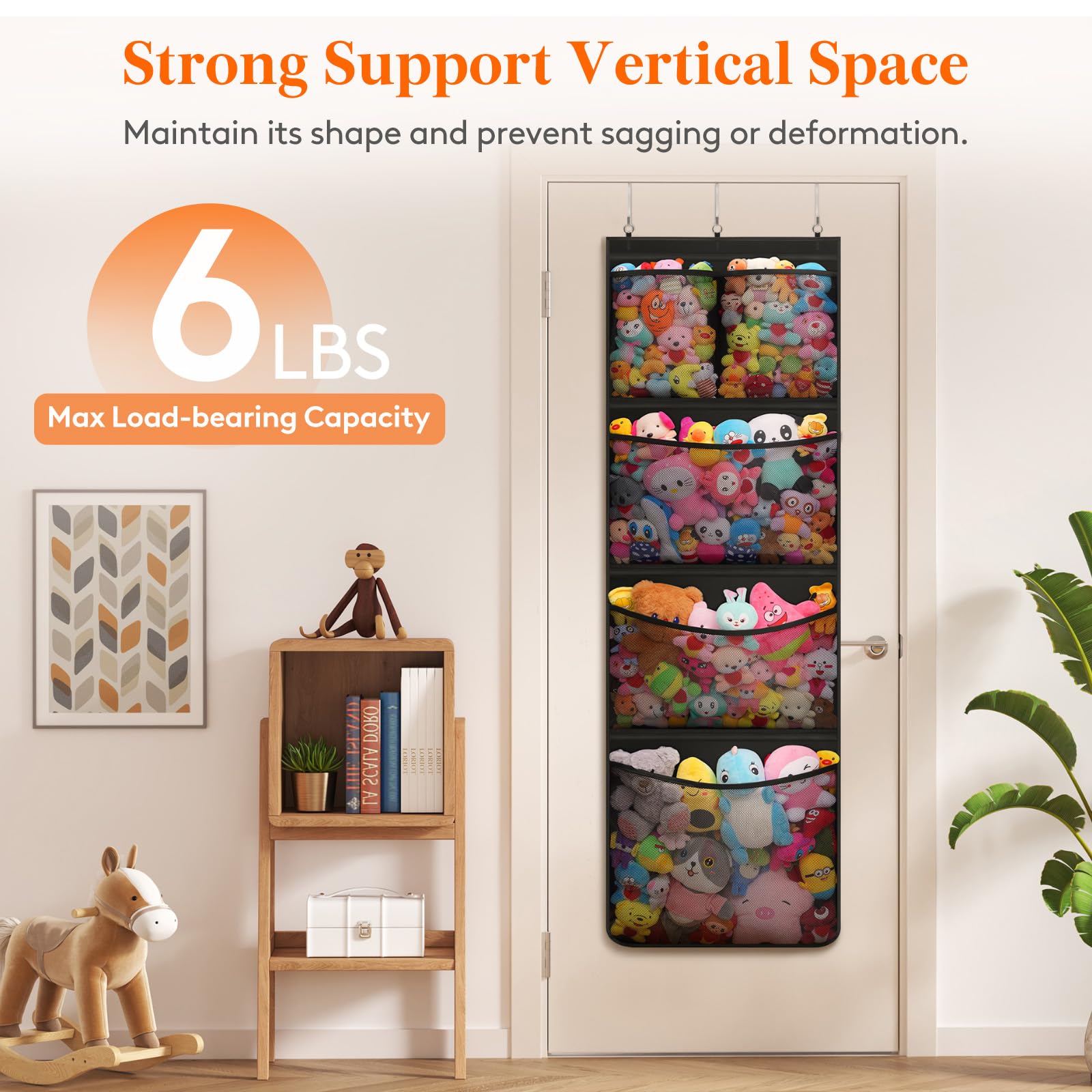 Lifewit door-hanging mesh pockets keep plush toys visible and contained