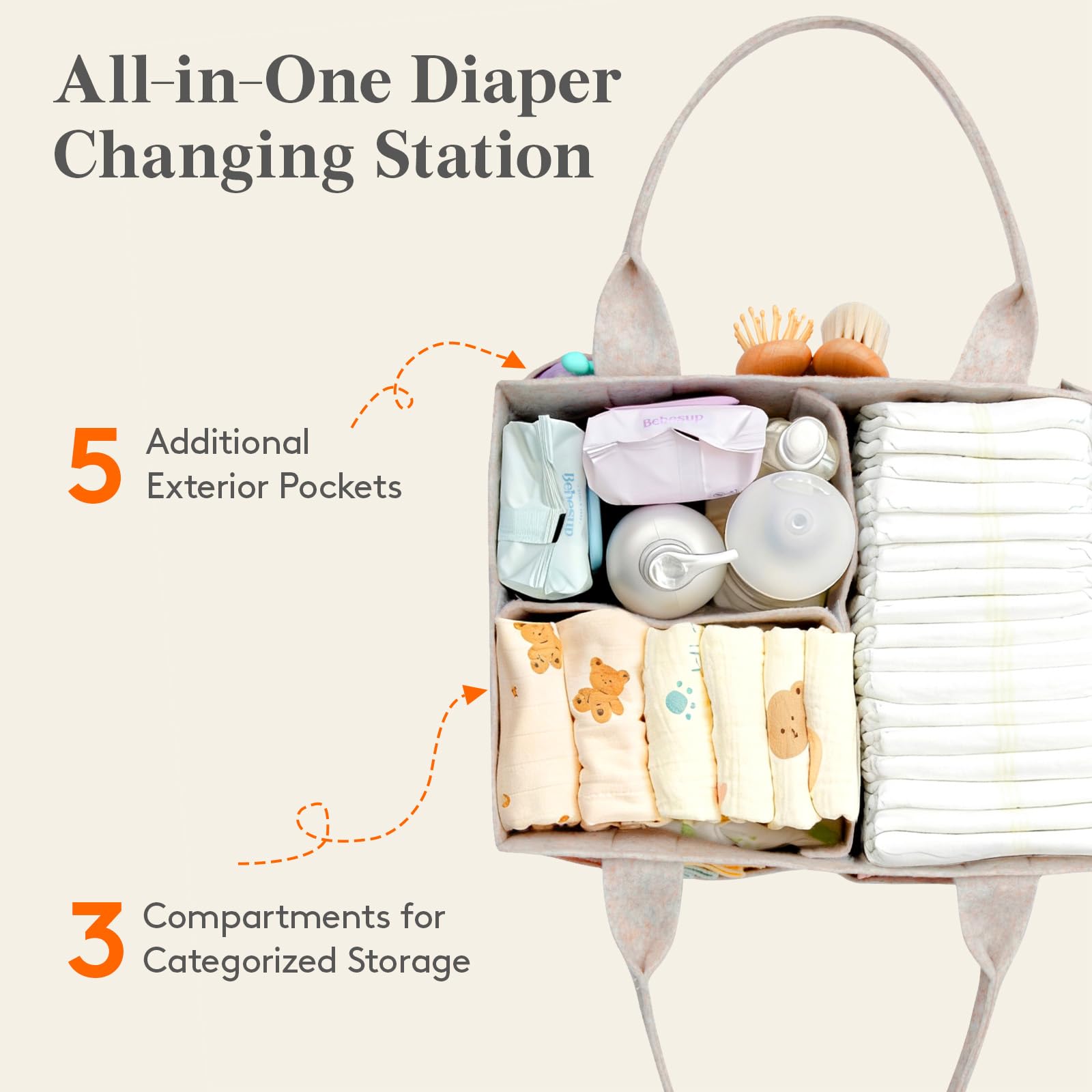 Detachable divider enables flexible layouts for newborn to toddler storage.