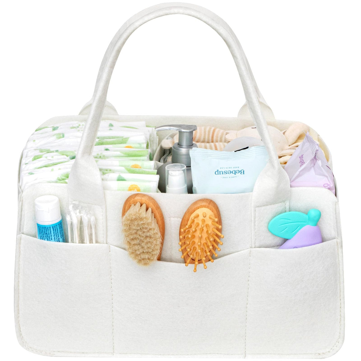 Lifewit Felt Diaper Caddy with handle close-up for easy one-handed transport