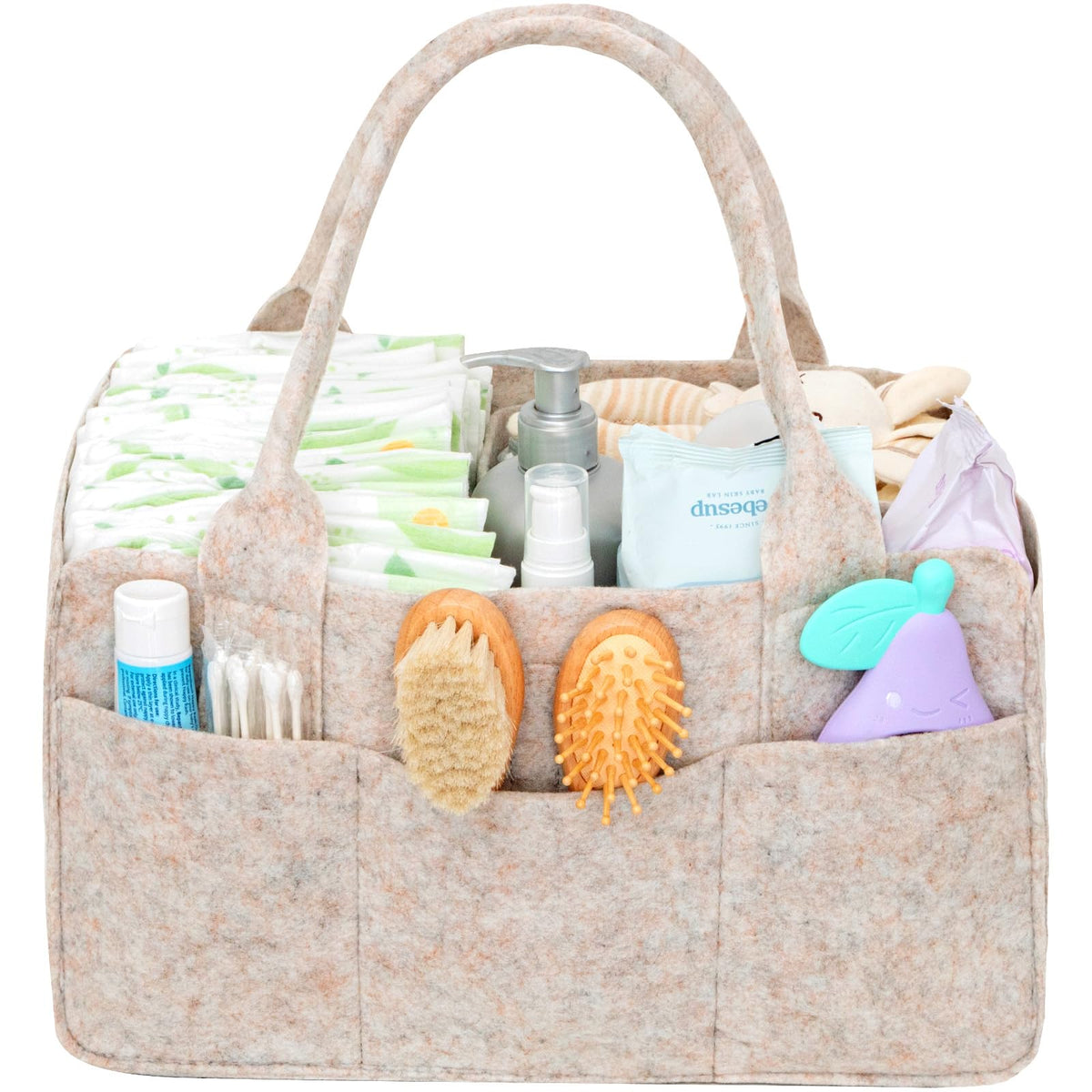 Lifewit felt diaper caddy with handle closeup for easy one-handed transport