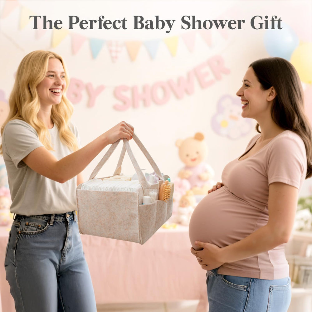 Roomy space for diapers, wipes, creams, and pads on the go.