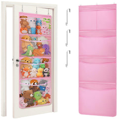 Lifewit stuffed animal storage door organizer, front view, compact and accessible.