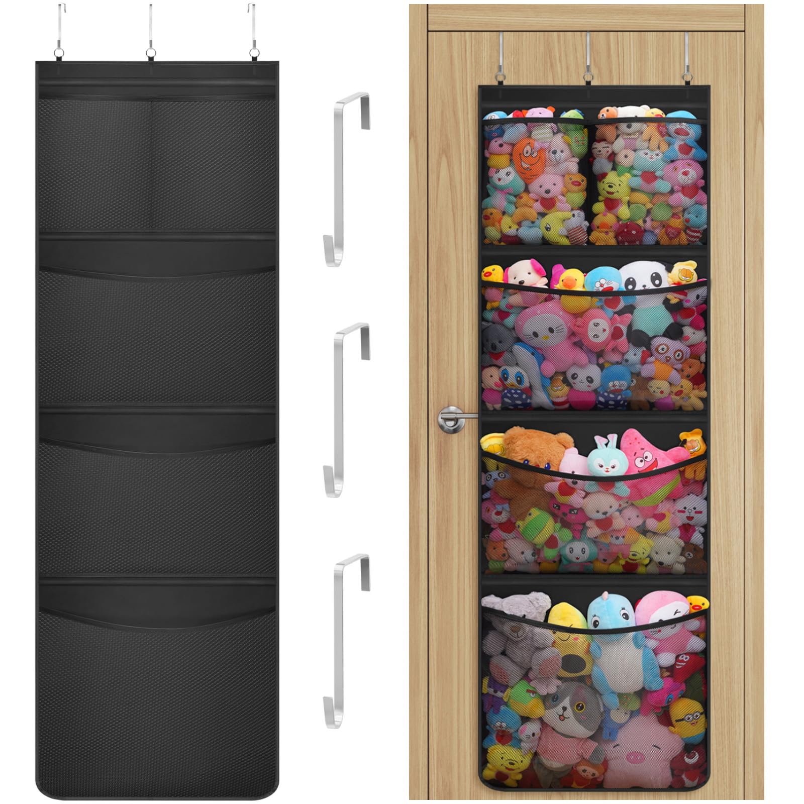 Lifewit stuffed animal storage over-the-door organizer with five pockets for easy toy access