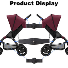 Easy installation allows quick setup of a double stroller on the go.