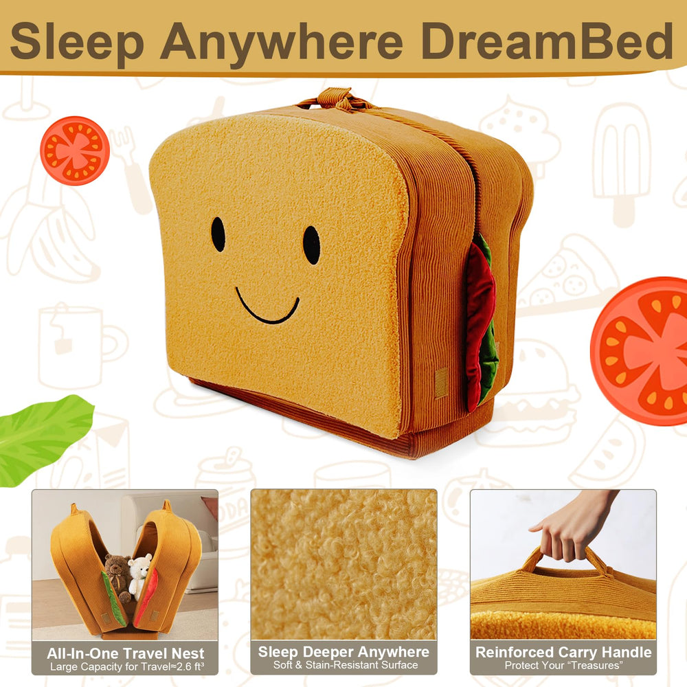 LIFTOZA travel bed uses non-toxic foam for firmer support during travel naps.