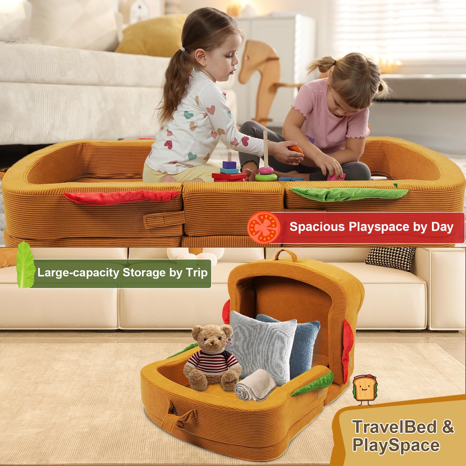 LIFTOZA built-in rails keep toddlers safer and prevent rolling.