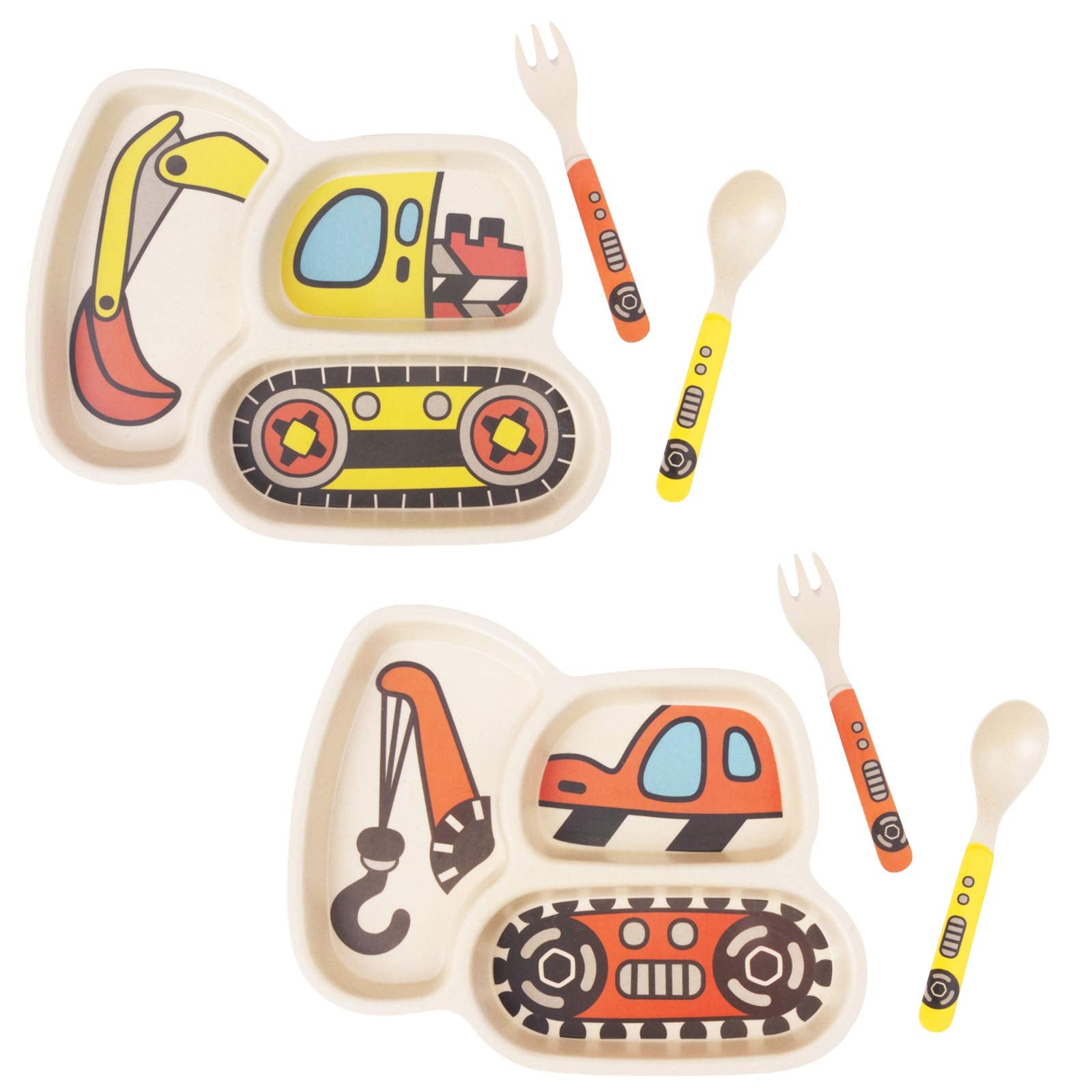 Lightening bamboo fiber kid plate with divided sections for portioning and play