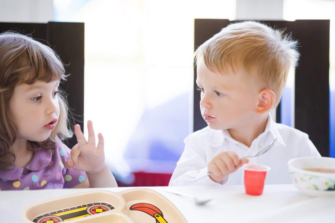Lightening Kids Plates dining scene showing cheerful patterns for kids