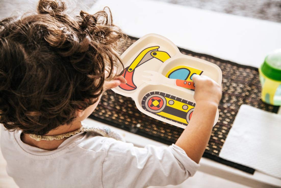 Lightening Kids Plates melamine material close-up demonstrates durable construction