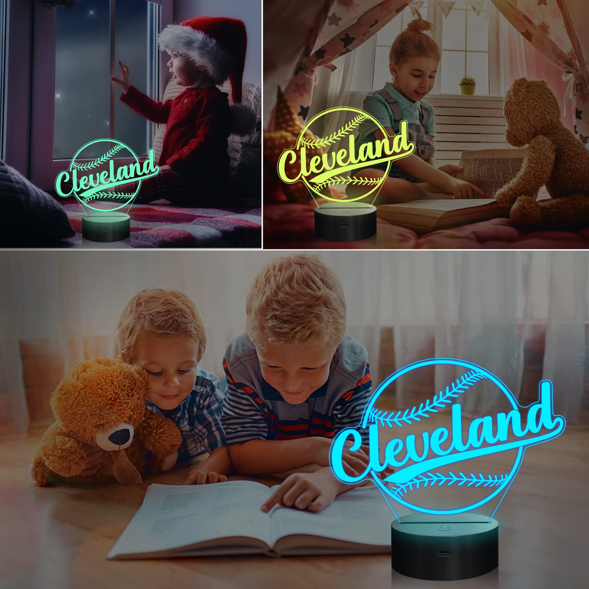 Lightzz 3D illusion baseball lamp showing vivid depth for kids