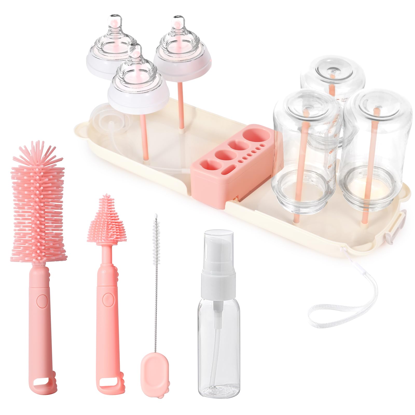 Lijroavy 7-in-1 bottle brush with extendable head for easy reach.