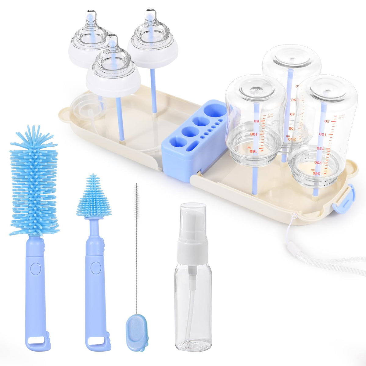 Lijroavy 7-in-1 bottle brush with extended reach for bottles.